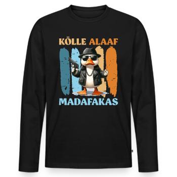 KÖLLE ALAAF MADAFAKAS Lustiges Entenkostüm Kölner - Männer Premium Bio Langarmshirt - Schwarz - Vorne - Nico (187cm)