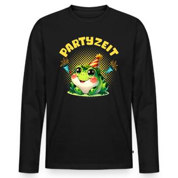 Froschkostüm PARTYZEIT Lustiges Karneval Party - Männer Premium Bio Langarmshirt - Schwarz - Vorne - Nico (187cm)