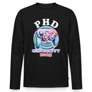 PH.D GESCHAFFT 2025 Lustiges Doktorand - Männer Premium Bio Langarmshirt - Schwarz - Vorne - Nico (187cm)