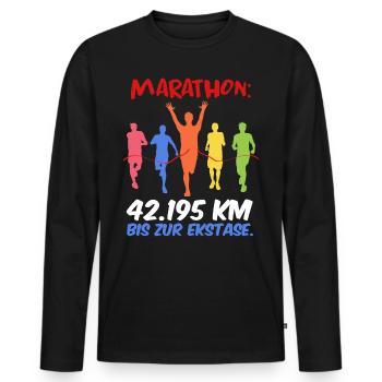 Läufer MARATHON BIS ZUR EKSTASE Laufen Lustig - Männer Premium Bio Langarmshirt - Schwarz - Vorne - Nico (187cm)