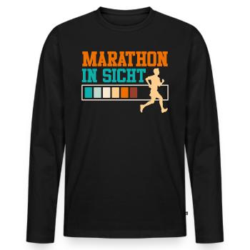 Läufer MARATHON IN SICHT Laufen Lustiges - Männer Premium Bio Langarmshirt - Schwarz - Vorne - Nico (187cm)