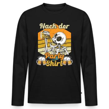 Malle NACH DER PARTY SHIRT Lustiges - Männer Premium Bio Langarmshirt - Schwarz - Vorne - Nico (187cm)