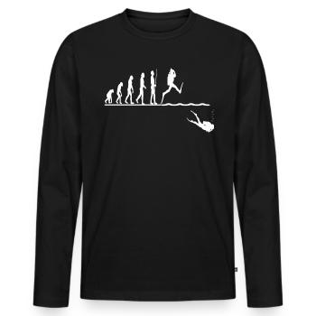 Evolution Tauchen Tauchgang - Männer Premium Bio Langarmshirt - Schwarz - Vorne - Nico (187cm)