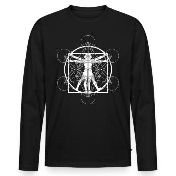 Géométrie sacrée du cube de Da Vinci Metatron - T-shirt manches longues Premium bio Homme - noir - Devant - Nico (187cm)