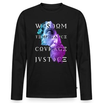 Marcus Virtues of Stoicism Wisdom Courage Justice - Men's Premium Organic Long Sleeve Shirt - black - Front - Nico (187cm)