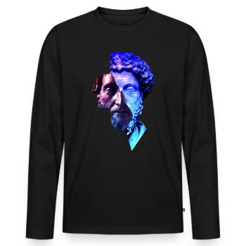 Stoicism Marcus Aurelius Purple Universe Artwork - Men's Premium Organic Long Sleeve Shirt - black - Front - Nico (187cm)