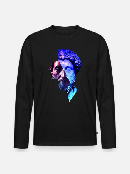 Stoicyzm Marcus Aurelius Purple Uniwersum Artwork - Ekologiczna męska koszulka z długim rękawem Premium - czarny