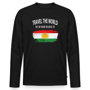 Voyages à travers le monde ->Kurdistan - T-shirt manches longues Premium bio Homme - noir - Devant - Nico (187cm)