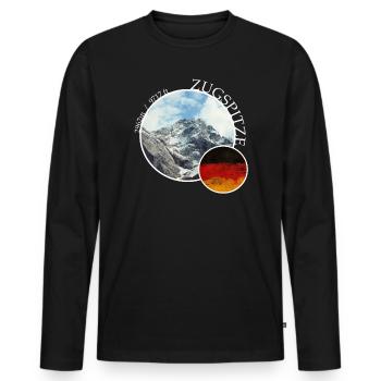 Hiking on the mountain Zugspitze Germany Alps - Men's Premium Organic Long Sleeve Shirt - black - Front - Nico (187cm)