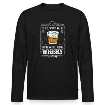 Whisky Trinker Spruch im vintage Design - Männer Premium Bio Langarmshirt - Schwarz - Vorne - Nico (187cm)
