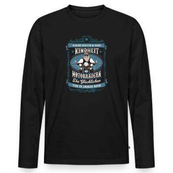 Lustige Motorradfahrer Vintage Sprüche - Männer Premium Bio Langarmshirt - Schwarz - Vorne - Nico (187cm)