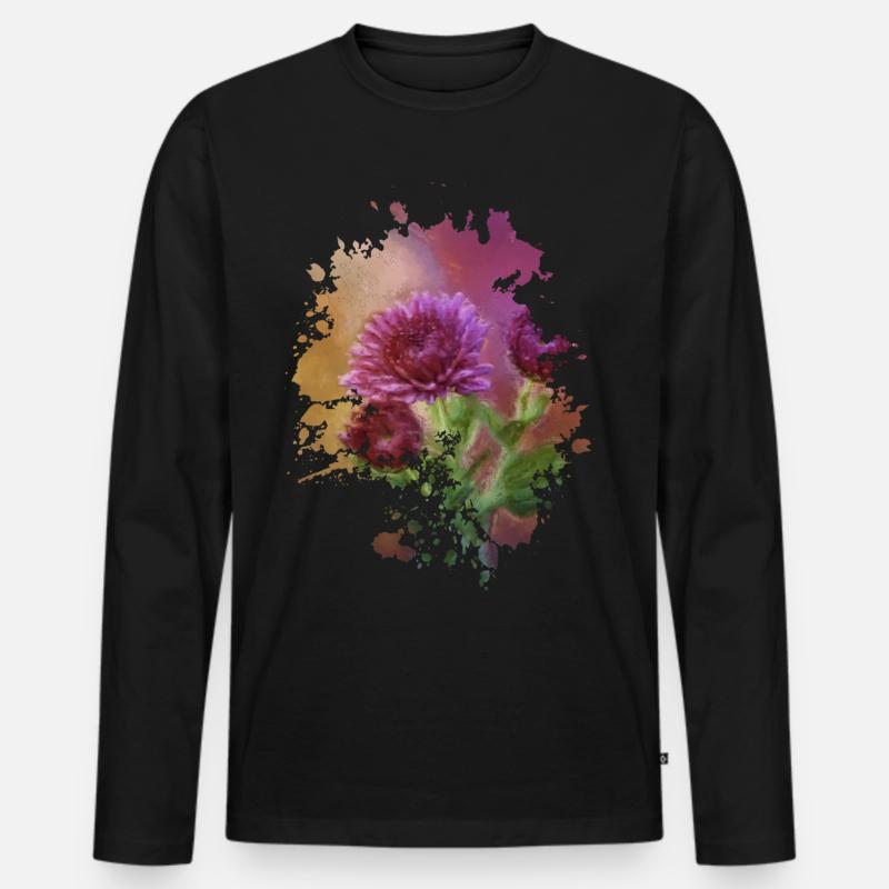 Blume - Männer Premium Bio Langarmshirt - Schwarz