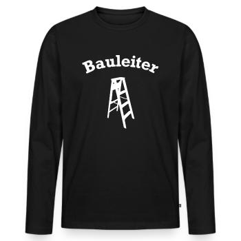 Bauleiter Leiter Wortspiel Bauen Hausbau Baustelle - Männer Premium Bio Langarmshirt - Schwarz - Vorne - Nico (187cm)