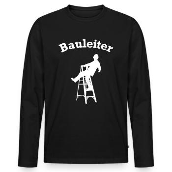 Bauleiter Stehleiter Baustelle Baustellen Leiter - Männer Premium Bio Langarmshirt - Schwarz - Vorne - Nico (187cm)