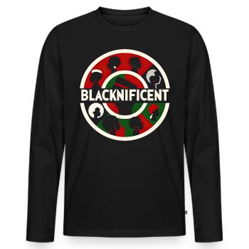 Cercle d’autonomisation - T-shirt manches longues Premium bio Homme - noir - Devant - Nico (187cm)
