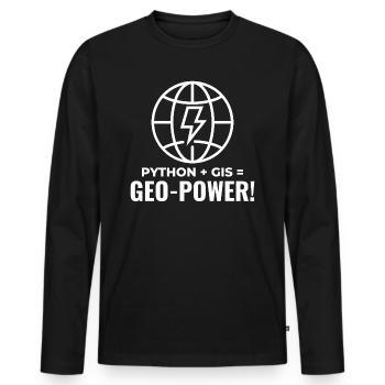 Python GIS Geo-Power Programming Geospatial - Men's Premium Organic Long Sleeve Shirt - black - Front - Nico (187cm)