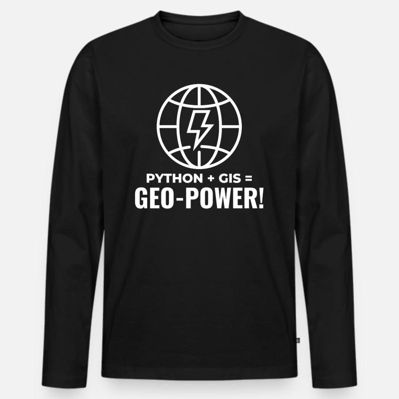Python SIG Géo-Puissance Programmation Géospatial - T-shirt manches longues Premium bio Homme - noir