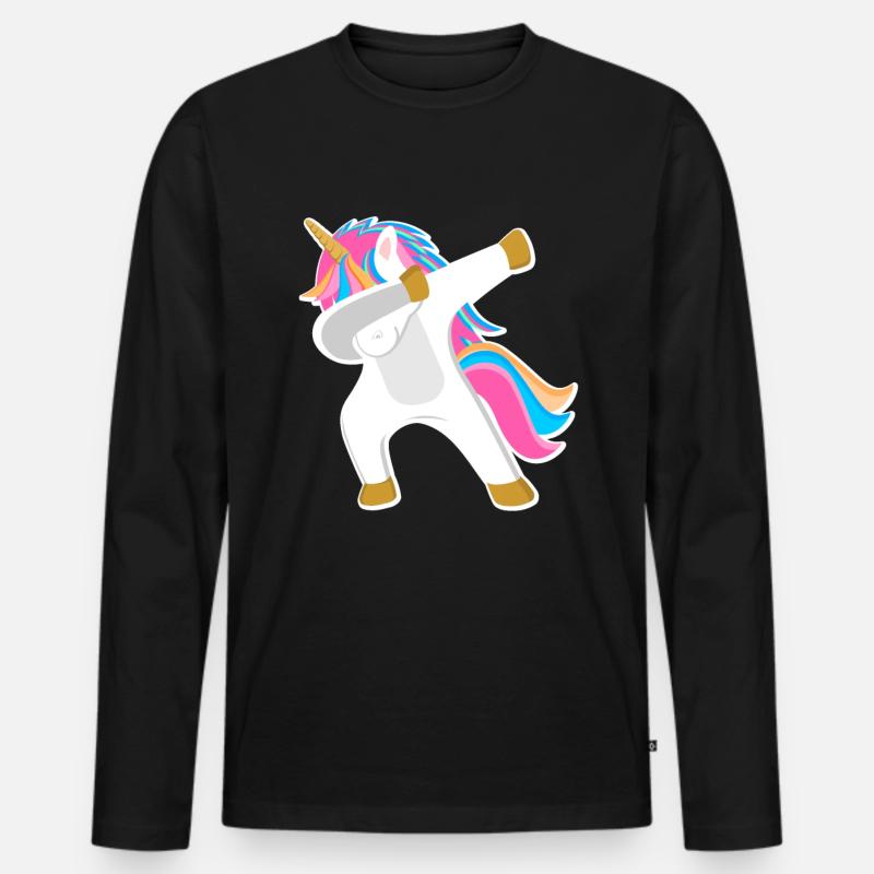 Einhorn Dab - Männer Premium Bio Langarmshirt - Schwarz