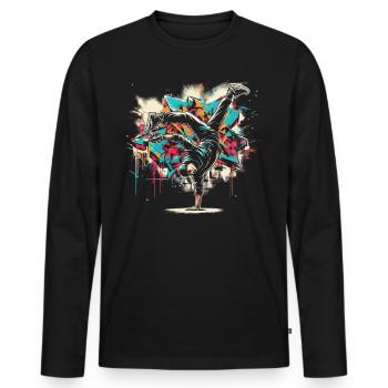 Pulvérisateur Breakdance Graffiti - T-shirt manches longues Premium bio Homme - noir - Devant - Nico (187cm)