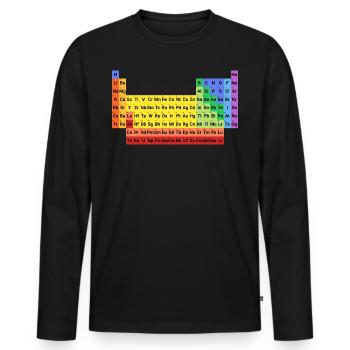 Tableau périodique complet, coloré des éléments - T-shirt manches longues Premium bio Homme - noir - Devant - Nico (187cm)