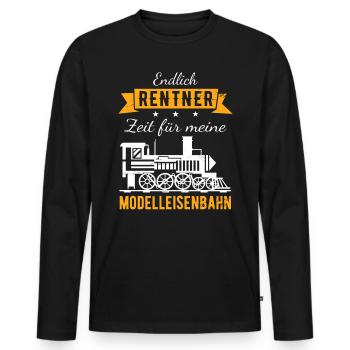 Endlich Rentner Modelleisenbahn Modellbau Geschenk - Männer Premium Bio Langarmshirt - Schwarz - Vorne - Nico (187cm)