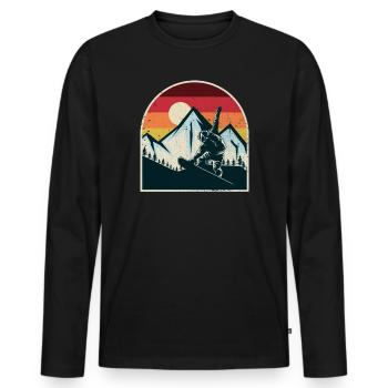 Sports d'hiver de snowboard vintage rétro - T-shirt manches longues Premium bio Homme - noir - Devant - Nico (187cm)