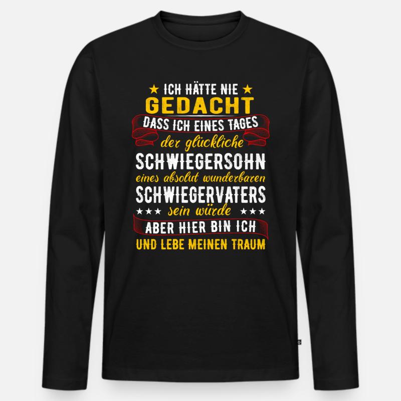 Schwiegersohn Geschenk Schwiegervater Spruch - Männer Premium Bio Langarmshirt - Schwarz