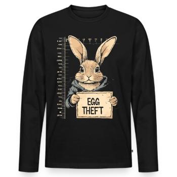 Hase Eierdieb Osterhase Mugshot Polizeifoto Ostern - Männer Premium Bio Langarmshirt - Schwarz - Vorne - Nico (187cm)