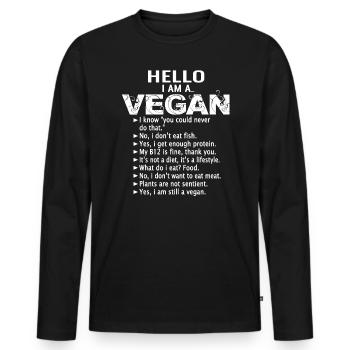 Vegan vegan vegan - Men's Premium Organic Long Sleeve Shirt - black - Front - Nico (187cm)