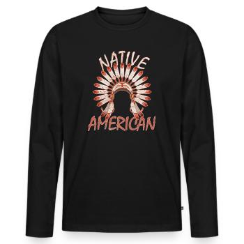 Apache Indian - Men's Premium Organic Long Sleeve Shirt - black - Front - Nico (187cm)
