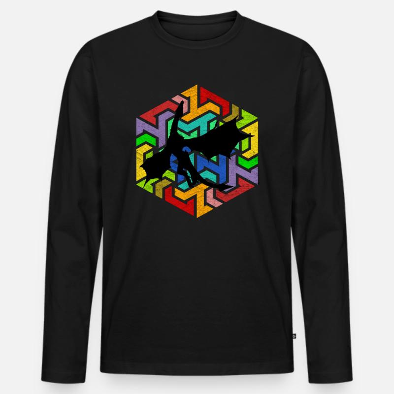 Drache Mythologie Drachen - Männer Premium Bio Langarmshirt - Schwarz