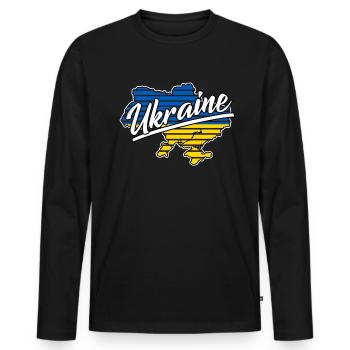 Ukraine Kiew Flagge - Männer Premium Bio Langarmshirt - Schwarz - Vorne - Nico (187cm)