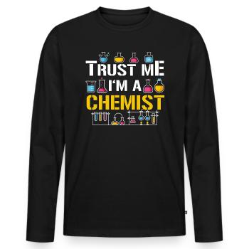 Chimistes - T-shirt manches longues Premium bio Homme - noir - Devant - Nico (187cm)