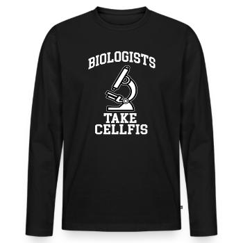 science - Men's Premium Organic Long Sleeve Shirt - black - Front - Nico (187cm)