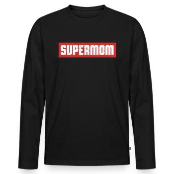 Mama Mutterschaft Superheld Supermama Mutter Mamma - Männer Premium Bio Langarmshirt - Schwarz - Vorne - Nico (187cm)