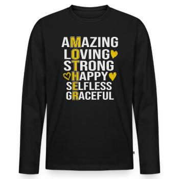 Maman Maman Maman - T-shirt manches longues Premium bio Homme - noir - Devant - Nico (187cm)