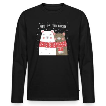 Christmas bear cute animals winter snow - Men's Premium Organic Long Sleeve Shirt - black - Front - Nico (187cm)