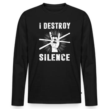 Schlagzeuger Drumsticks - Männer Premium Bio Langarmshirt - Schwarz - Vorne - Nico (187cm)