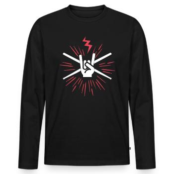 Batterie Batterie Batteur RocknRoll Batteur - T-shirt manches longues Premium bio Homme - noir - Devant - Nico (187cm)