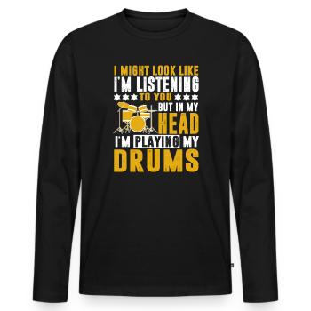 Schlagzeug Schlagzeuger - Männer Premium Bio Langarmshirt - Schwarz - Vorne - Nico (187cm)