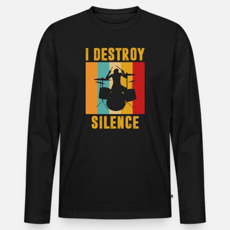 I destroy silence - Männer Premium Bio Langarmshirt - Schwarz