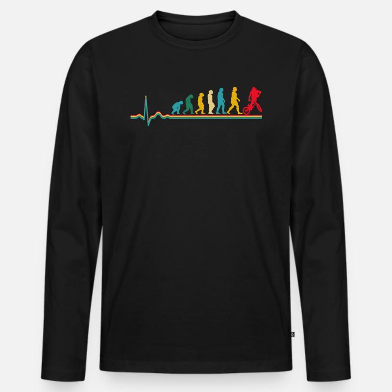 BMX Retro Herzschlag Evolution Fahrrad - Männer Premium Bio Langarmshirt - Schwarz