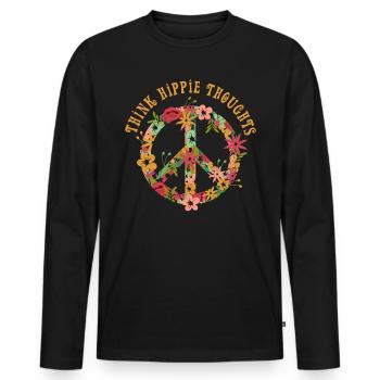 Hippie Hippies Peace Peacezeichen Liebe - Männer Premium Bio Langarmshirt - Schwarz - Vorne - Nico (187cm)