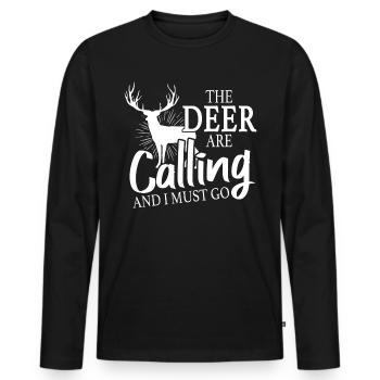 Chasse au cerf - T-shirt manches longues Premium bio Homme - noir - Devant - Nico (187cm)