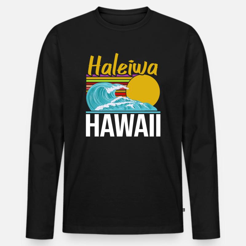 Hawaii - Männer Premium Bio Langarmshirt - Schwarz
