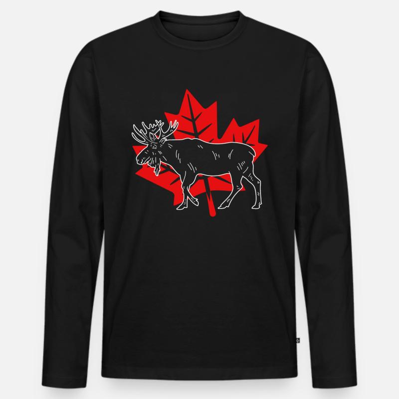 Kanada Elch Ahornblatt - Männer Premium Bio Langarmshirt - Schwarz