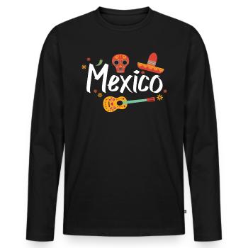 Mexiko - Männer Premium Bio Langarmshirt - Schwarz - Vorne - Nico (187cm)
