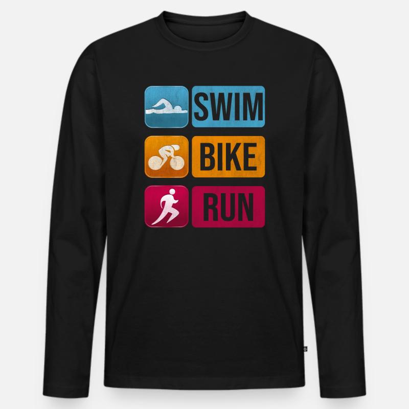 Triathlon - Männer Premium Bio Langarmshirt - Schwarz