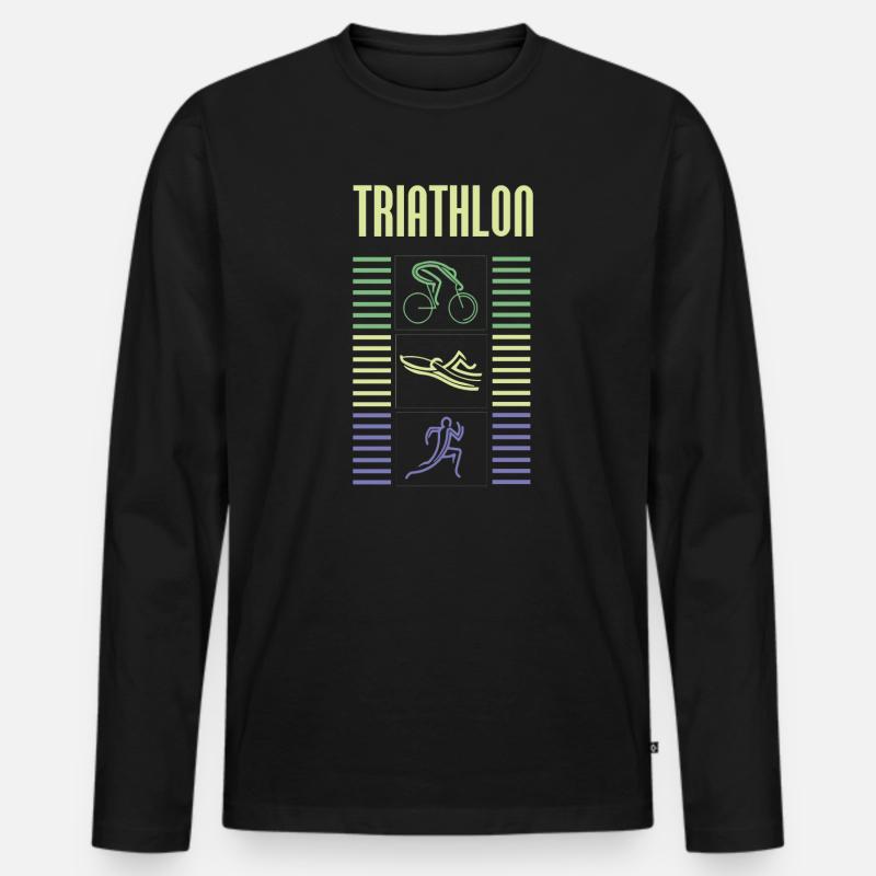 Triathlon - Männer Premium Bio Langarmshirt - Schwarz