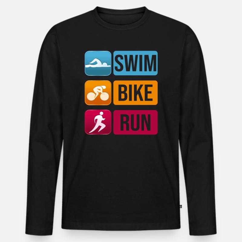 Triathlon - Männer Premium Bio Langarmshirt - Schwarz
